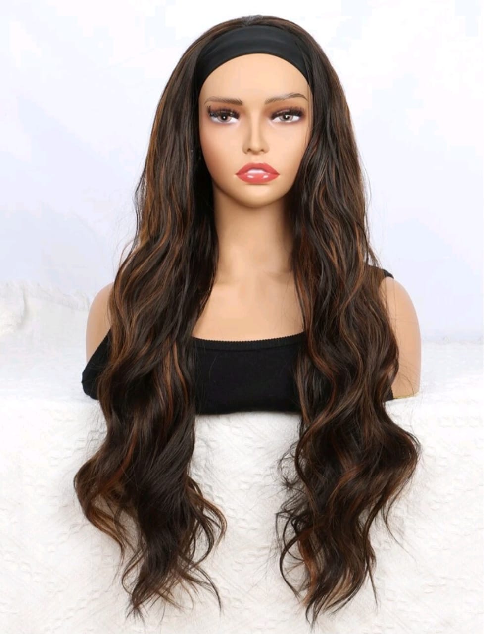 30" Ombré Honey Brown Headband Wig – Long Wavy