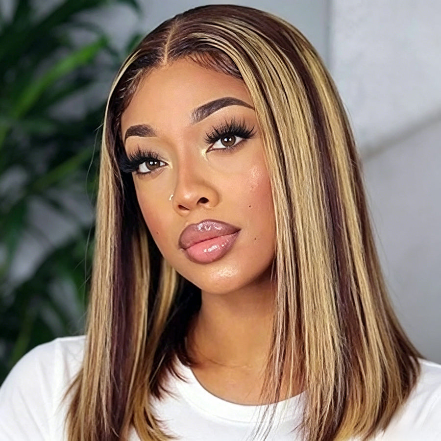 13×4 Piano Highlight Straight Bob Lace Front Wig