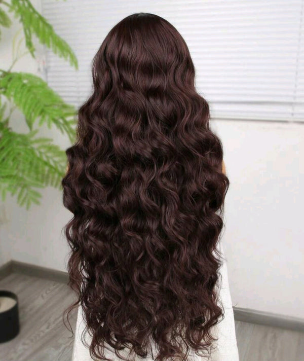 30" Brown Wavy Front Lace Wig – Human Blend