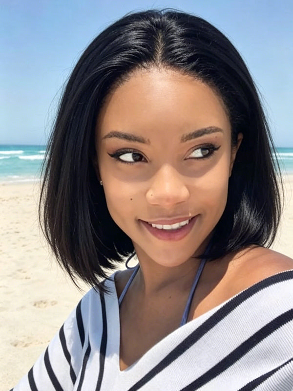 13×4 Straight Bob Lace Front Wig – 8" Natural Black
