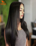 24″ Straight Glueless Lace Front Wig – Black