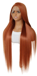 32" Dark Orange Straight Lace Front Wig