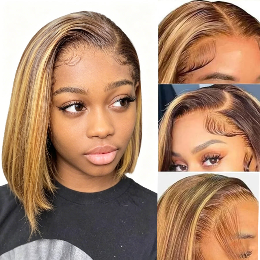 13×4 Piano Highlight Straight Bob Lace Front Wig