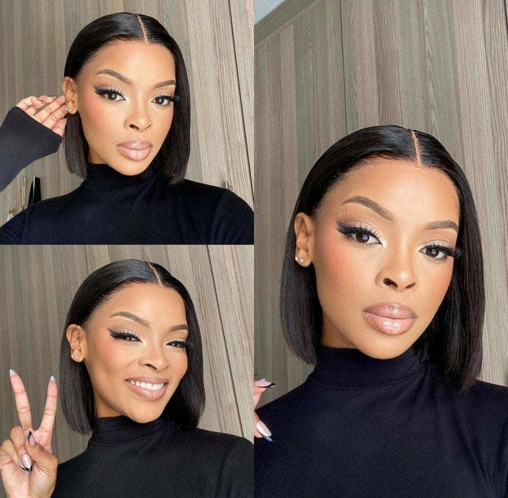 8" Brazilian Human Hair 13×4 Frontal Bob Wig