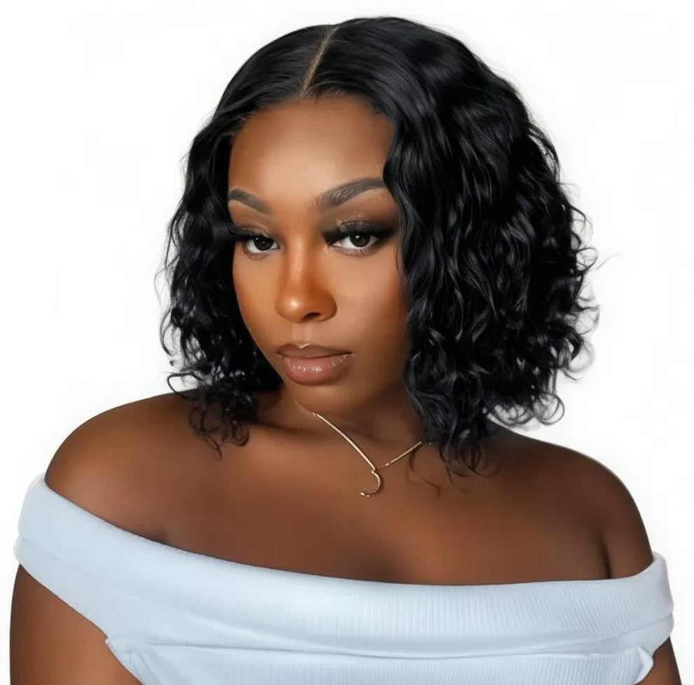 10" Brazilian Deep Wave Curly Bob Wig – 4×4 Glueless