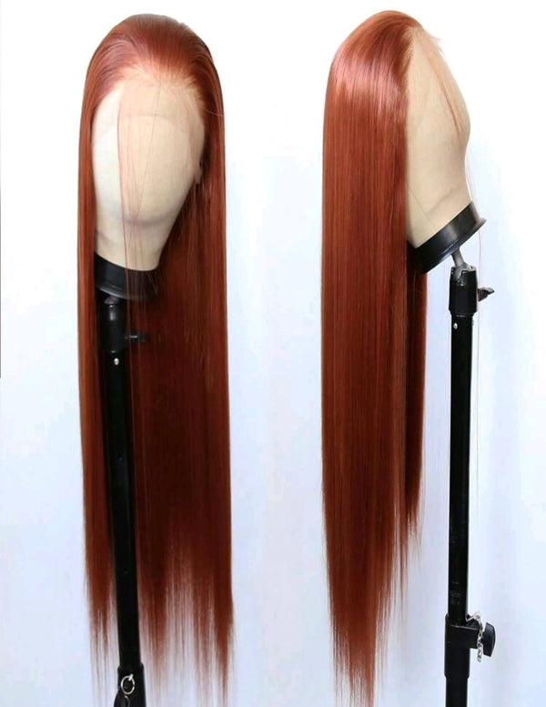 32" Dark Orange Straight Lace Front Wig