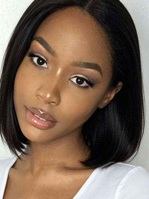 13×4 Straight Bob Lace Front Wig – 8" Natural Black