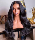 28" Black Body Wave Lace Frontal Wig – Human Blend