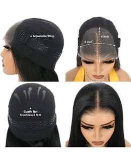 Elegant Black Straight Lace Front Wig – Human Blend